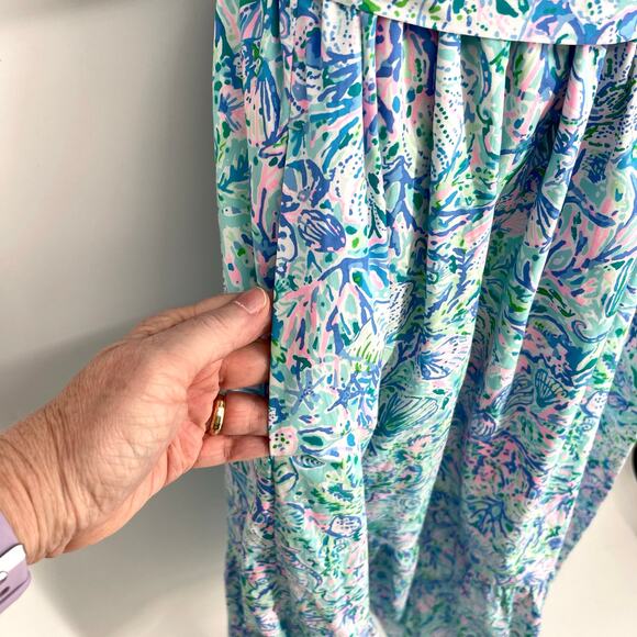 Lilly Pulitzer NEW Tamie Off The Shoulder Dress SZ XL Surf Blue Soleil It on Me - Picture 9 of 14